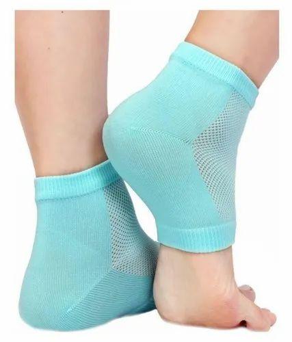 Silicone Blue Socks - Unisex Silicone Gel Heel Socks With Spa Botanical Gelpad