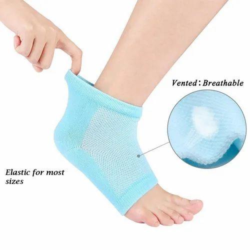 Silicone Blue Socks - Unisex Silicone Gel Heel Socks With Spa Botanical Gelpad