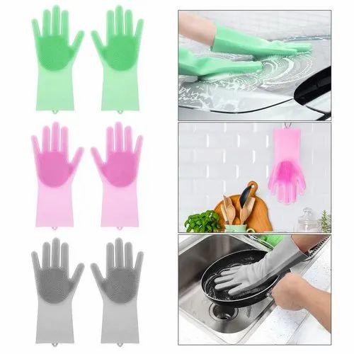Silicone Scrubbing Gloves For Dish Washing And Pet Grooming