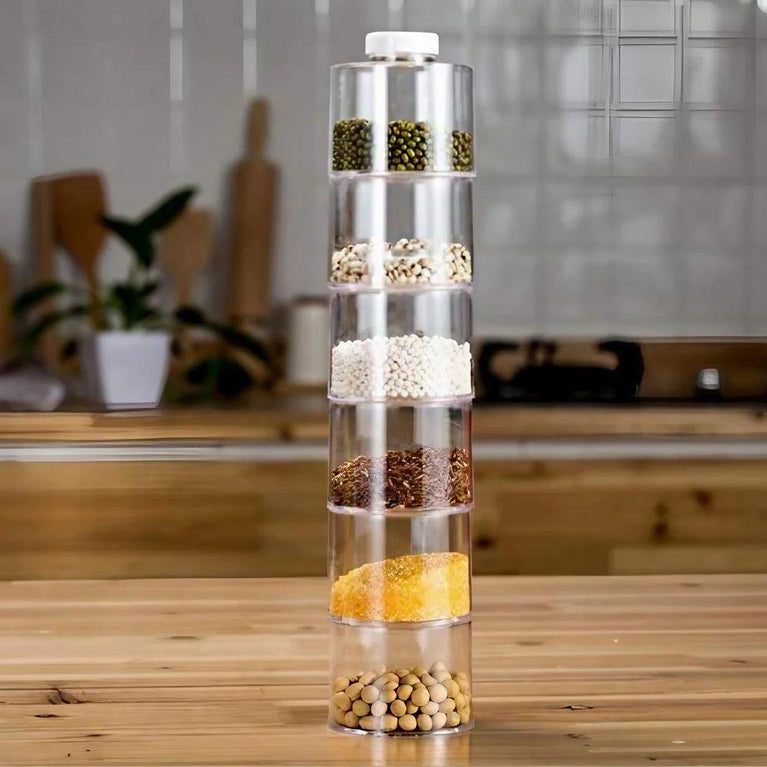 Stackable Multipurpose Spice Tower Rack Carousel Jar/Bottle with Sifter Lids
