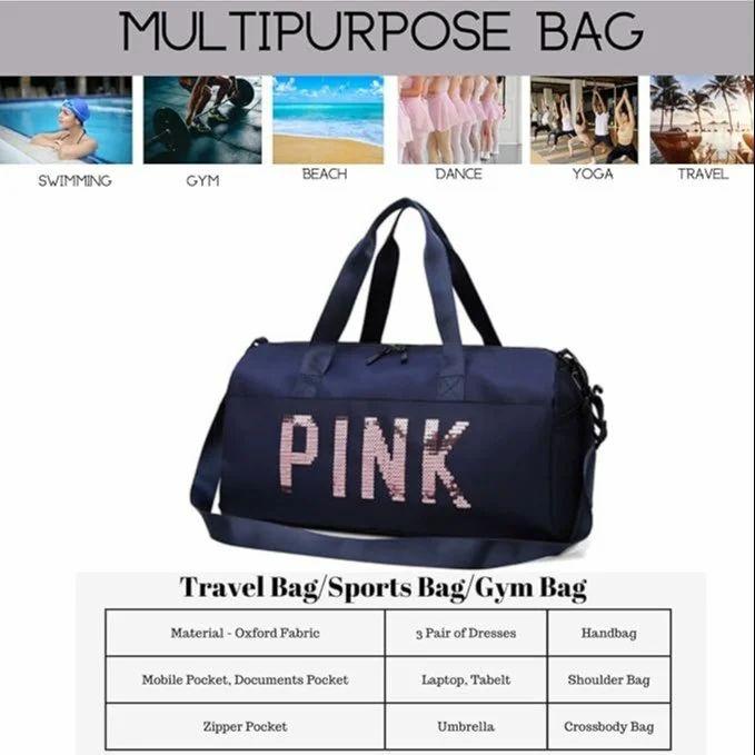 TRAVEL DUFFEL BAG PINK LOGO