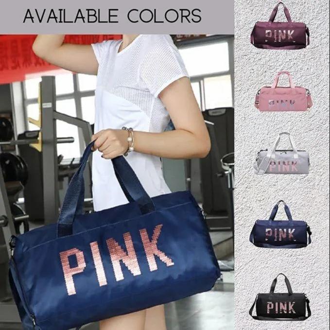 TRAVEL DUFFEL BAG PINK LOGO