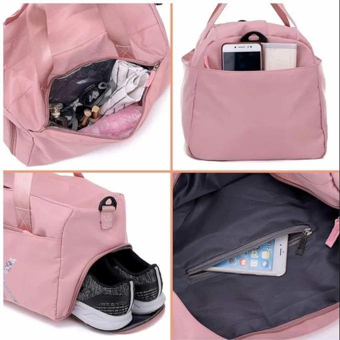 TRAVEL DUFFEL BAG PINK LOGO