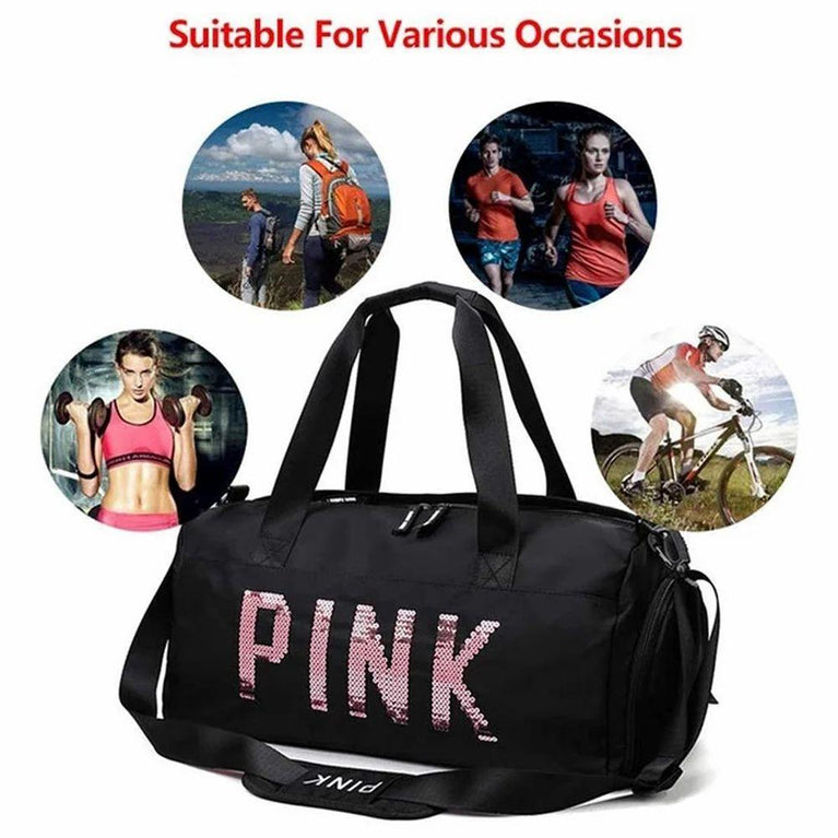 TRAVEL DUFFEL BAG PINK LOGO