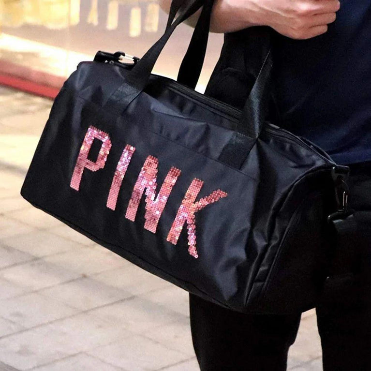 TRAVEL DUFFEL BAG PINK LOGO