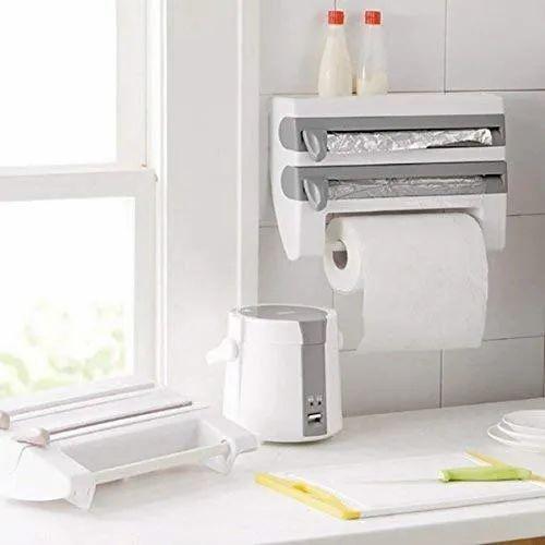 Triple Paper Dispenser Holder Paper Foil Cling Wrap 3 in 1 Wrap Center Holds
