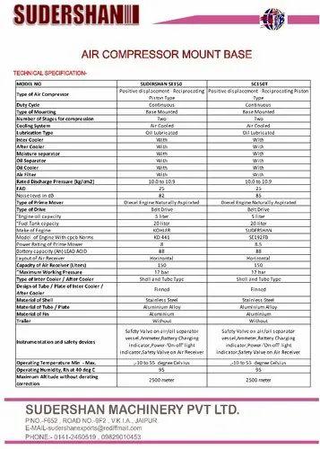 Two Stage Air Compressor Machine