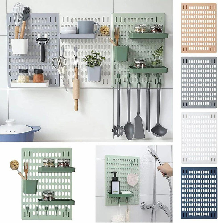 WALL MOUNT PEGBOARD RACK Punch Free Perforated Board Kitchen Workshop Pegboard Wall Pegboard