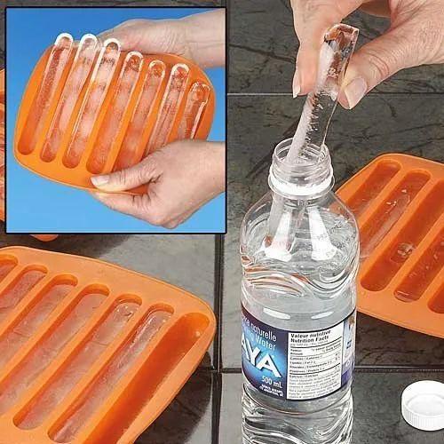 Water Bottle Ice Cube Tray With Easy Release Push Pop Out Stick Colored Silicone